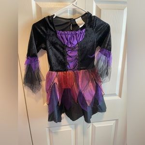 Witch costume Kids Medium M Purple Orange Black and Sparkle skirt